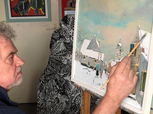 Dick Zuydwijk aan het werk Dick Zuydwijk aan het werk